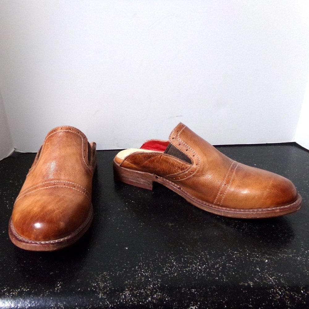 Bed Stu Brown Leather Slip-On Mules